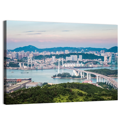Haicang Suspension Bridge at Dusk Wall Art
