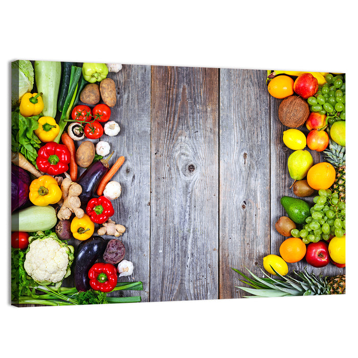 Fresh Vegetables and Fruit Wall Art as a canvas print
