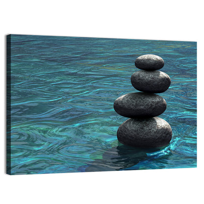 Zen Stone Stack Over Rippling Water Wall Art