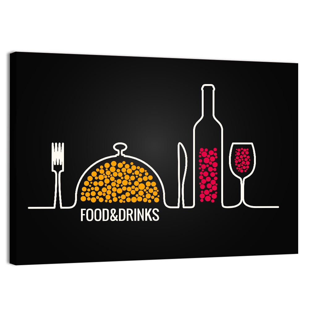 Minimalist Food and Drink Line Wall Art