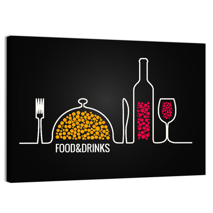 Minimalist Food and Drink Line Wall Art