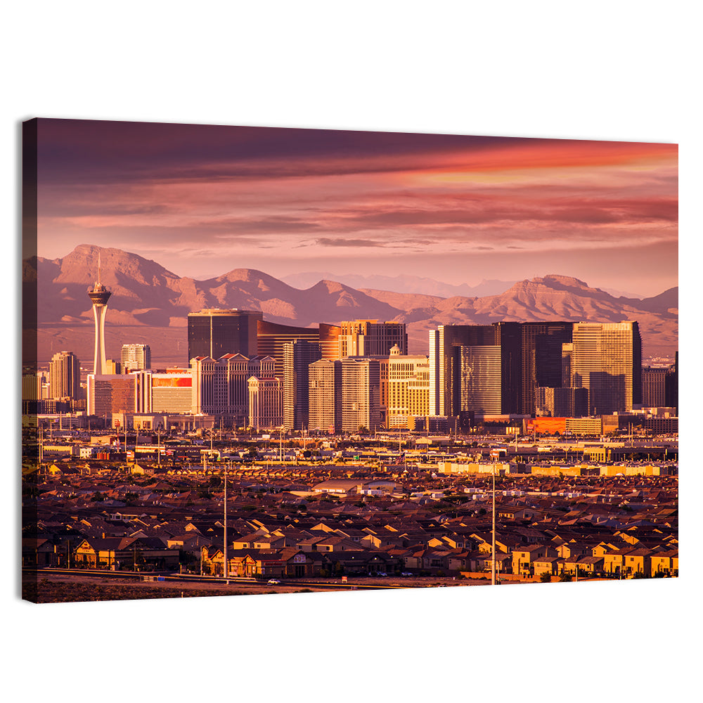 Las Vegas Strip Skyline Sunset Wall Art