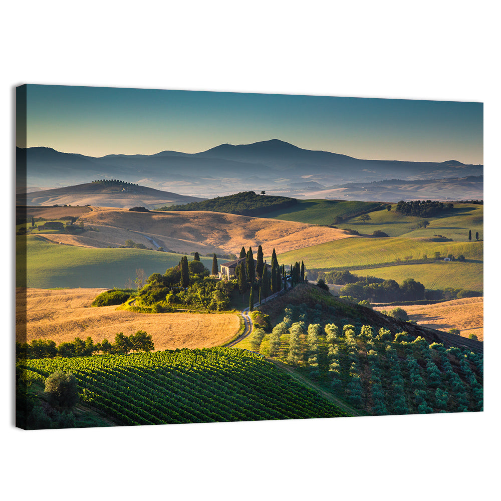 Tuscany Hilltop Villa Wall Art, canvas print, landscape