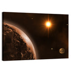 Crescent Planet with Golden Star and Moon Wall Art