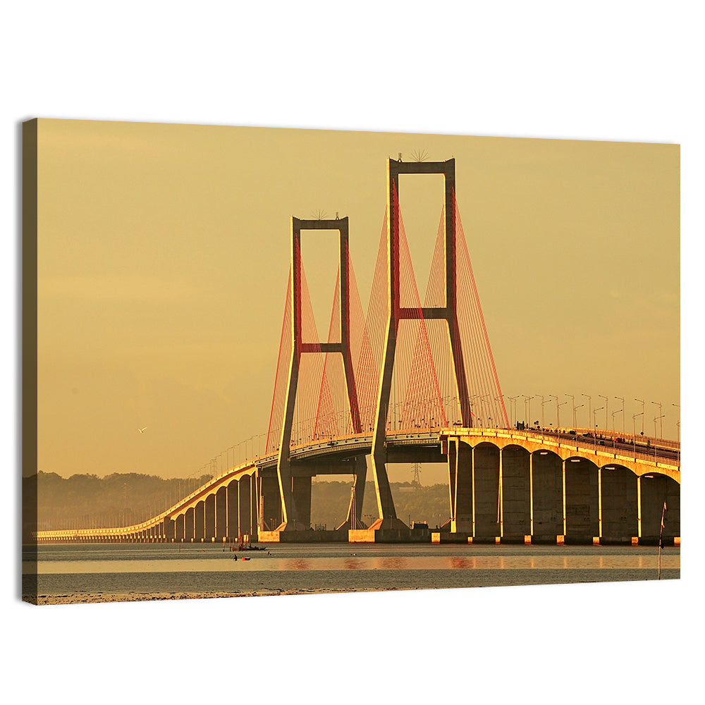 Suramadu Bridge at Golden Hour Wall Art