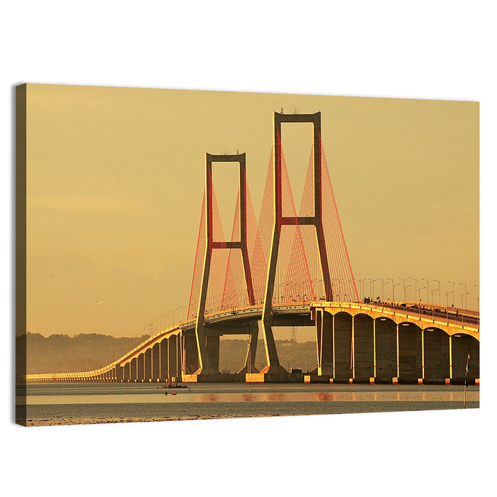 Suramadu Bridge at Golden Hour Wall Art as a canvas print
