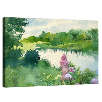 Serene River Watercolor Wall Art