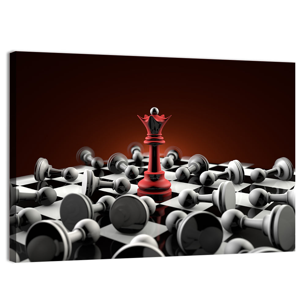 Red Queen Chess Composition Wall Art, canvas print, landscape