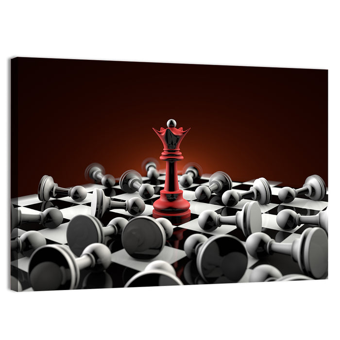 Red Queen Chess Composition Wall Art as a canvas print