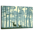 Deer Pair in Teal Forest Wall Art