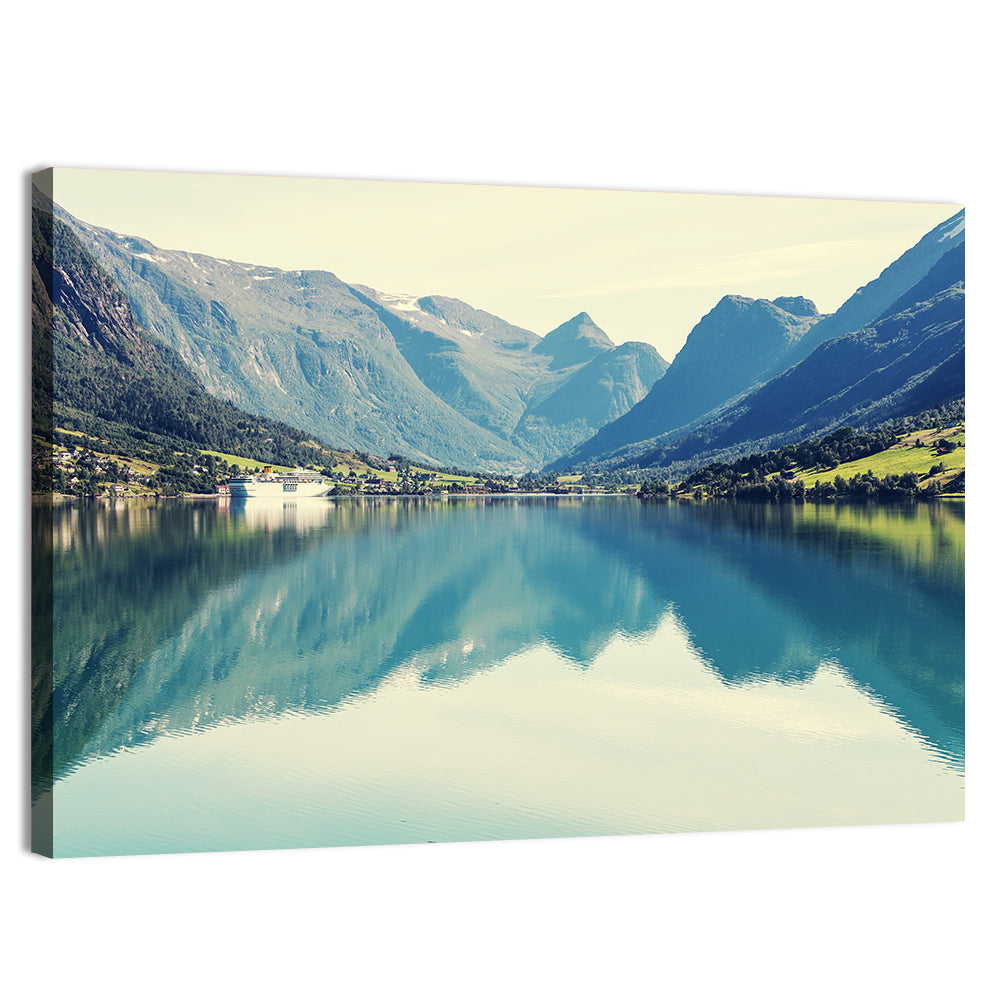 Scandinavian Mountain Lake Harbor Wall Art