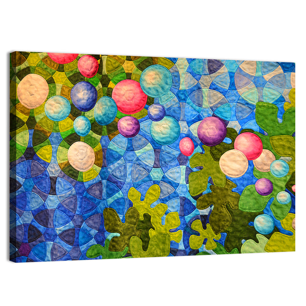 Colorful Quilted Circle Pattern Wall Art, canvas print, landscape