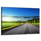 Curved Asphalt Road Through Forest Wall Art