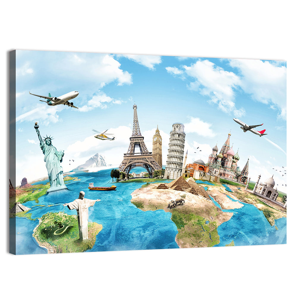 World Monuments Map Wall Art
