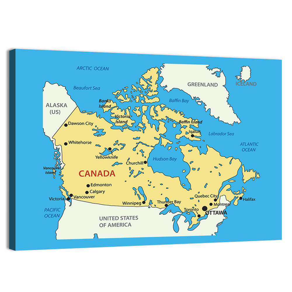 Minimalist Canada Map Wall Art, canvas print, landscape