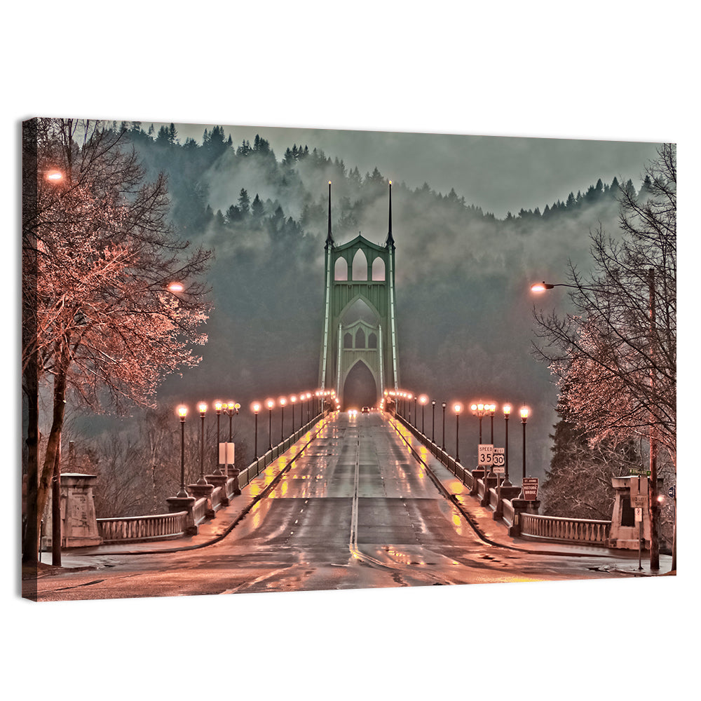 St. Johns Bridge at Dusk Wall Art, canvas print, landscape