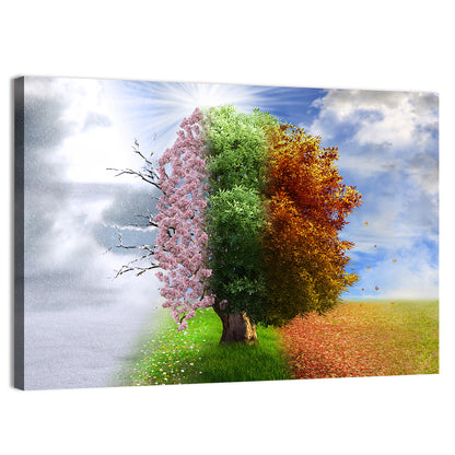 Tree Through Four Seasons Wall Art