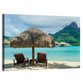 Bora Bora Lagoon with Thatched Umbrella Wall Art