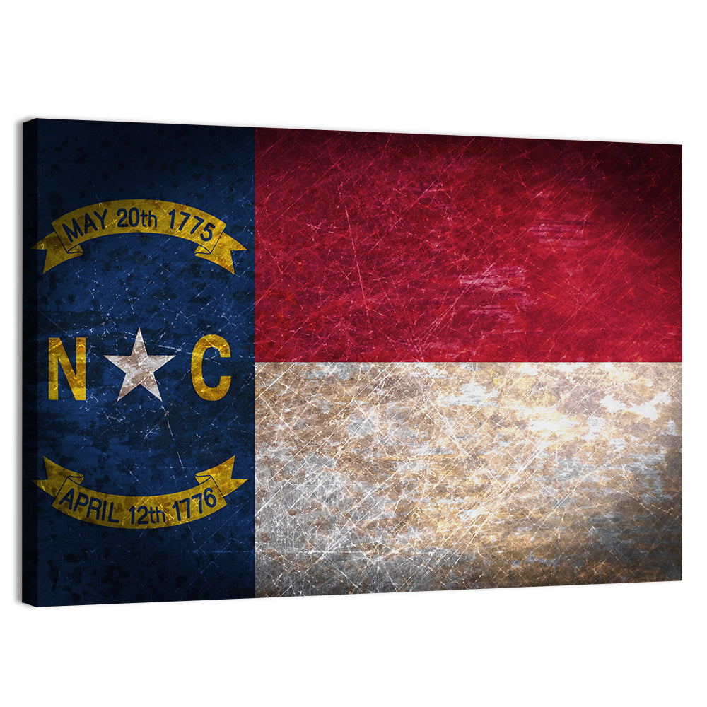 Vintage North Carolina State Flag Wall Art, canvas print, landscape