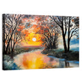 Golden Hour River Watercolor Wall Art
