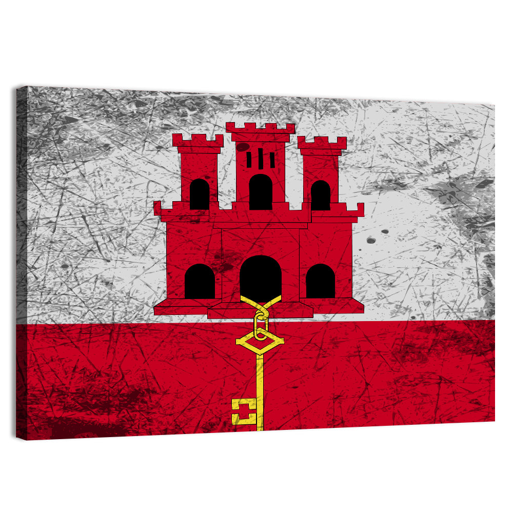 Gibraltar Flag with Castle and Key Wall Art