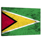 Guyana Flag Distressed Design Wall Art