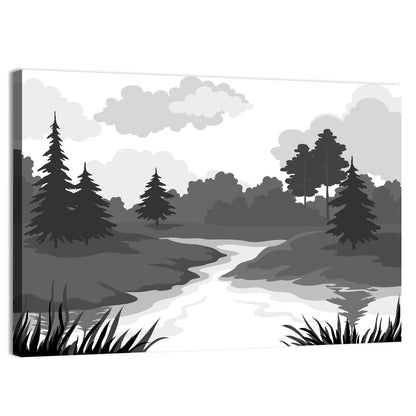 Winding River Silhouette Wall Art