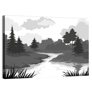 Scenic River Silhouette Wall Art