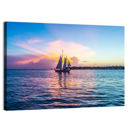 Key West Sailboat at Sunset Wall Art