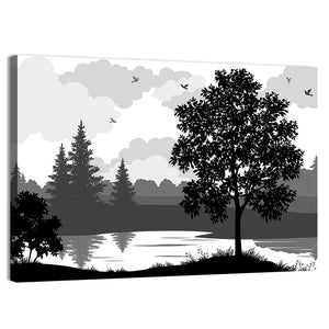 Scenic Lake Silhouette Wall Art