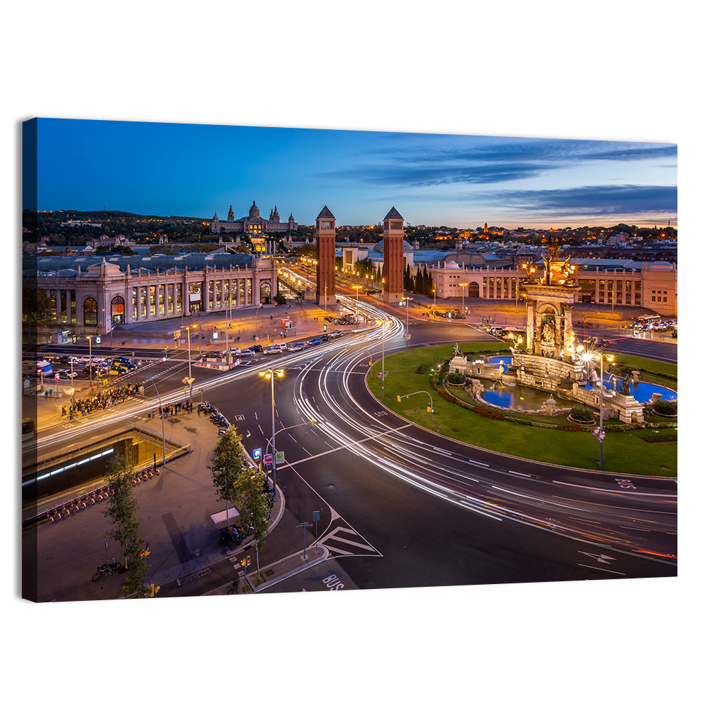 Plaça D'espanya at Night Wall Art