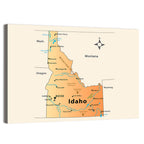Idaho Cartographic Map Wall Art