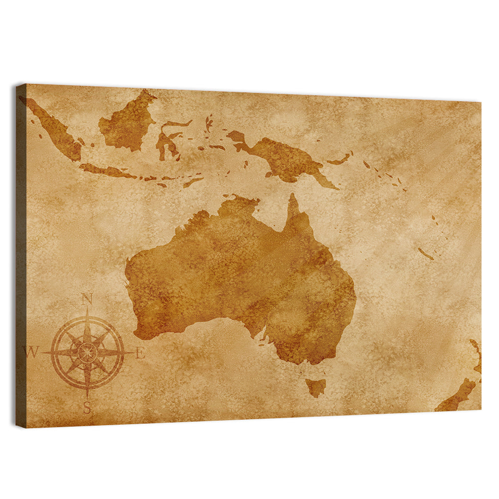 Vintage Grunge Map of Australia Wall Art