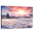 Sunrise Over Snowy Mountain Village Wall Art