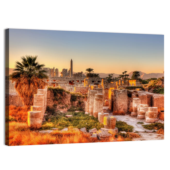 Karnak Temple at Golden Dusk Wall Art as a canvas print