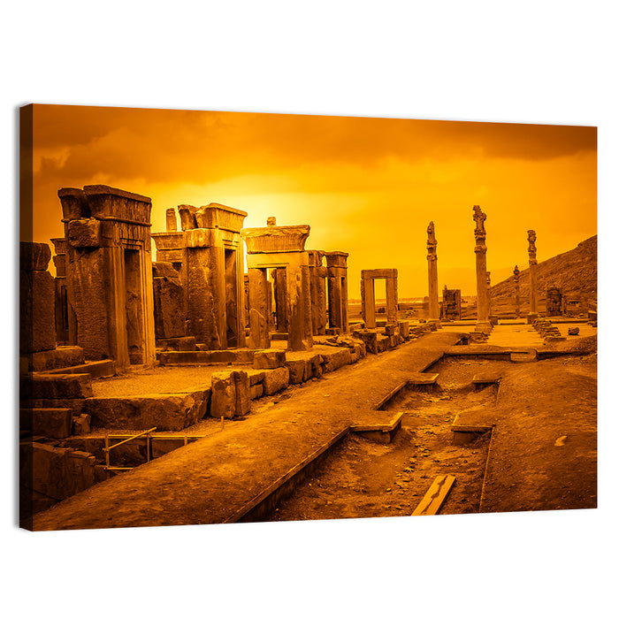Persepolis Ruins at Golden Dusk Wall Art as a canvas print