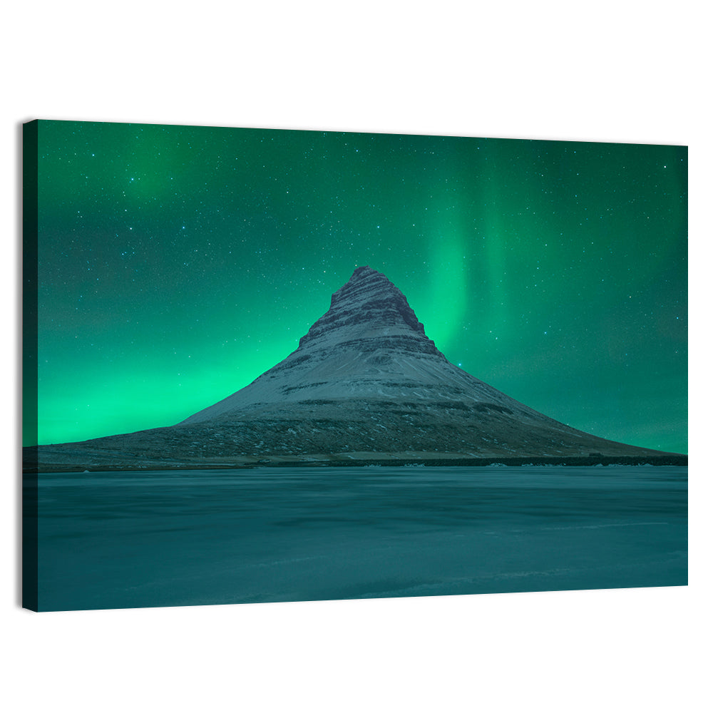 Northern Lights Over Kirkjufell Wall Art, canvas print, landscape