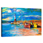 Lighthouse Harbor Sunset Wall Art
