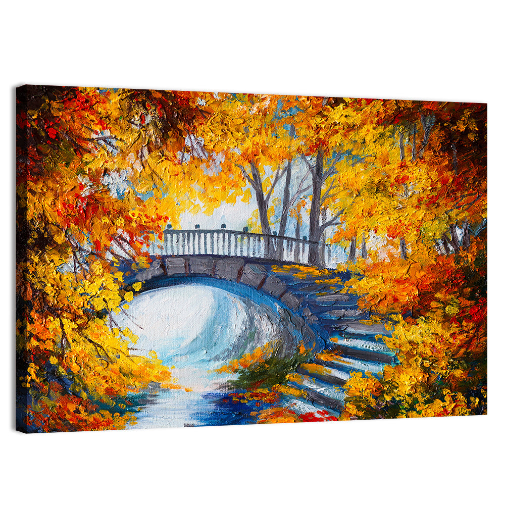 Autumn Forest Stone Bridge Wall Art