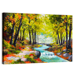 River In Autumn Forest Wall Art