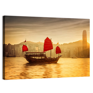 Victoria Harbor Skyline Sunset Wall Art