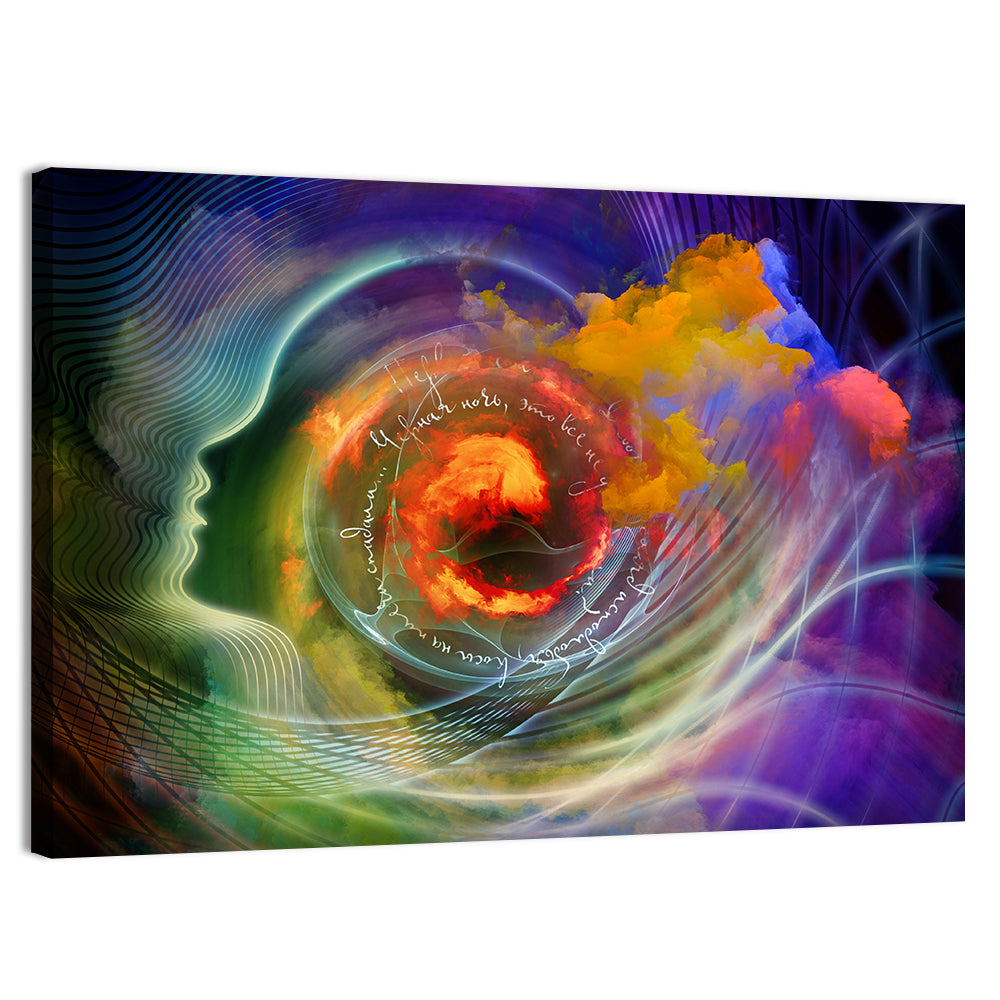 Human Profile Nebula Vortex Wall Art, canvas print, landscape