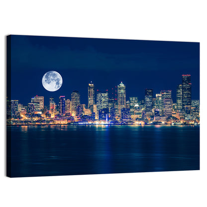 Seattle Skyline at Night Wall Art
