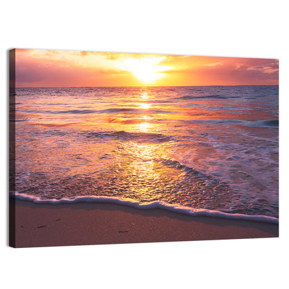 Golden Horizon Beach Sunset Wall Art