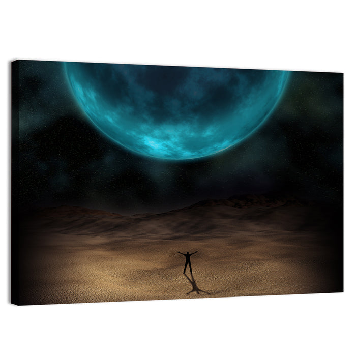 Blue Planet Desert Silhouette Wall Art as a canvas print