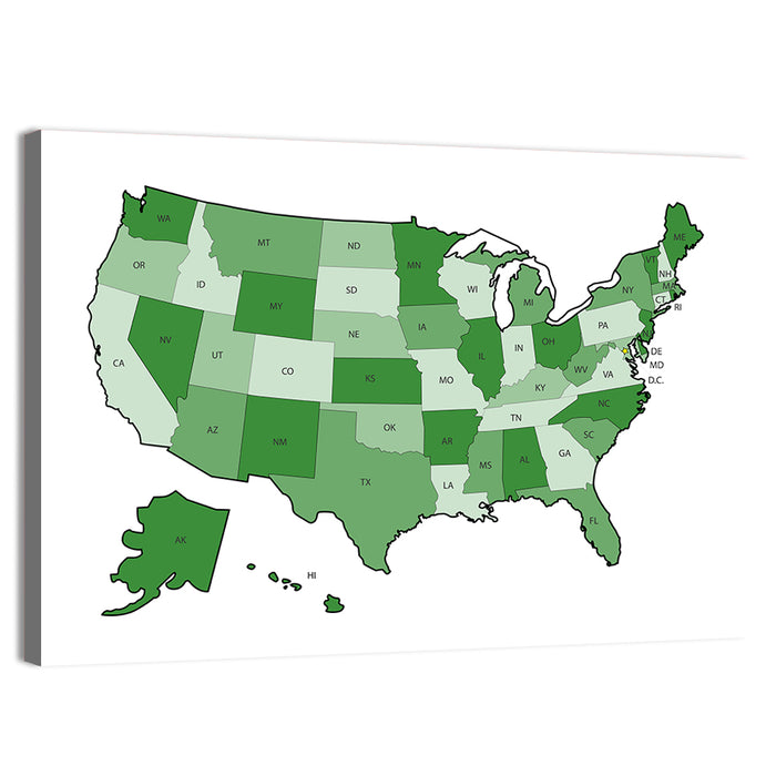 United States Political Map Wall Art as a canvas print