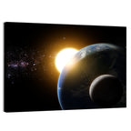 Sunflare Over Earth and Moon Wall Art