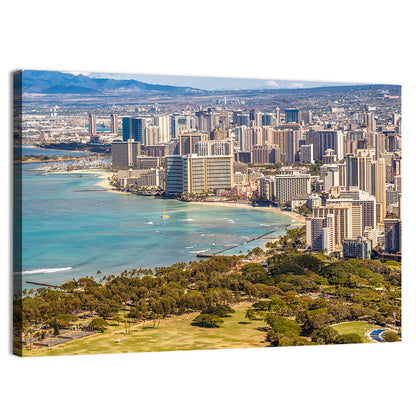 Waikiki Beach and Honolulu Skyline Wall Art