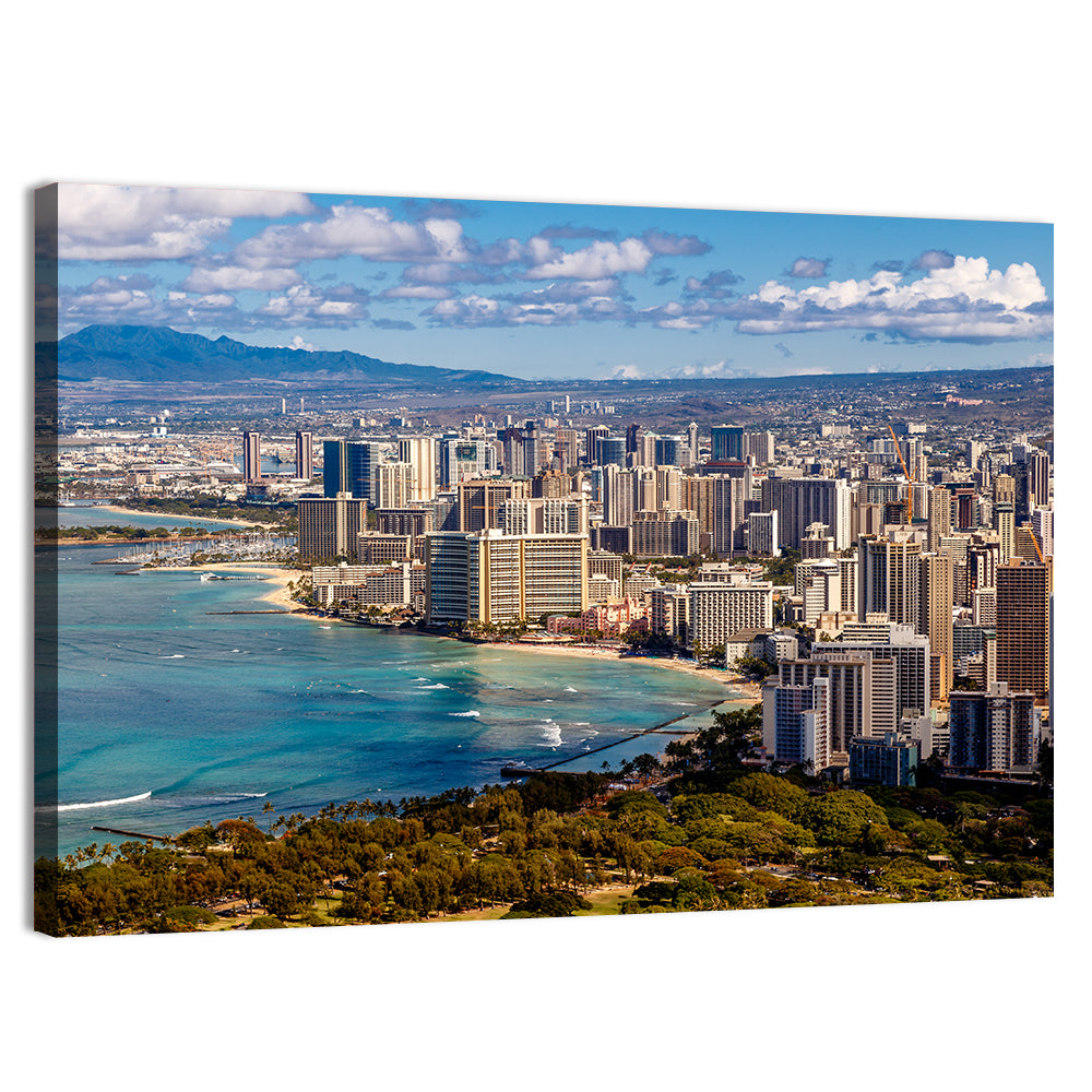 Honolulu Skyline Over Waikiki Beach Wall Art
