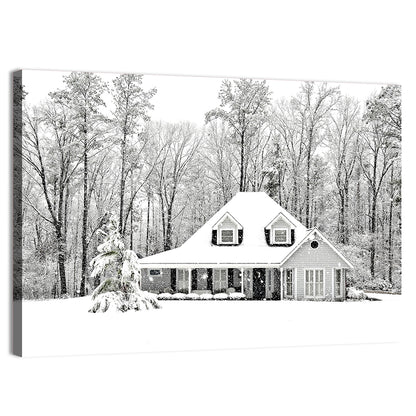 Frosty Winter House Landscape Wall Art